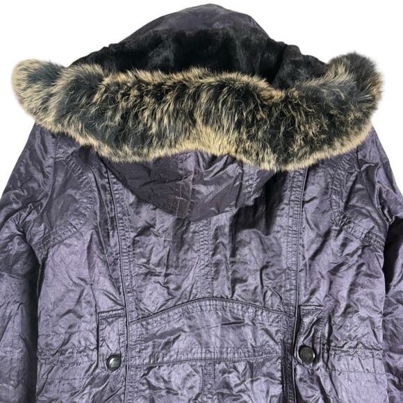Laundry by Design Eggplant Purple Faux Fur Trim Hood Parka Coat Size Large - Picture 9 of 13